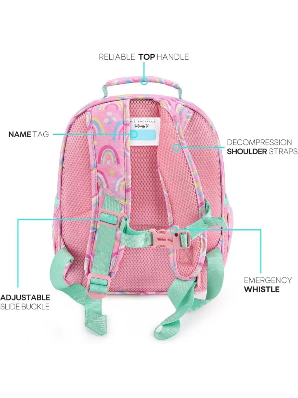 Lightweight Rainbow Pink Girls Backpack 5-8 | Cute Bookbag for Elementary School